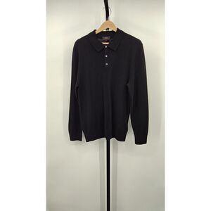 Quince Black Long-Sleeve Polo Sweater